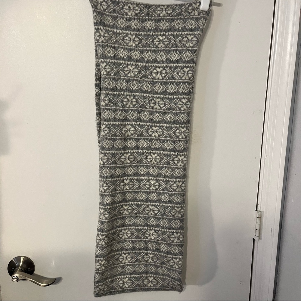 GAP Fair Isle Lambswool Blend Knit Infinity Scarf Nordic Heather Grey Cream